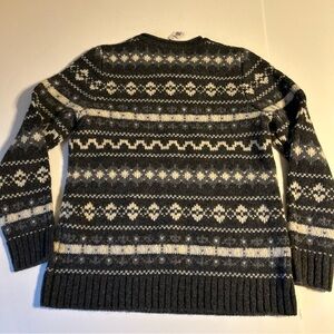 LL Bean Sweater Mens/Unisex Medium Gray Lambs Wool Crewneck Fair Isle Nordic NWT